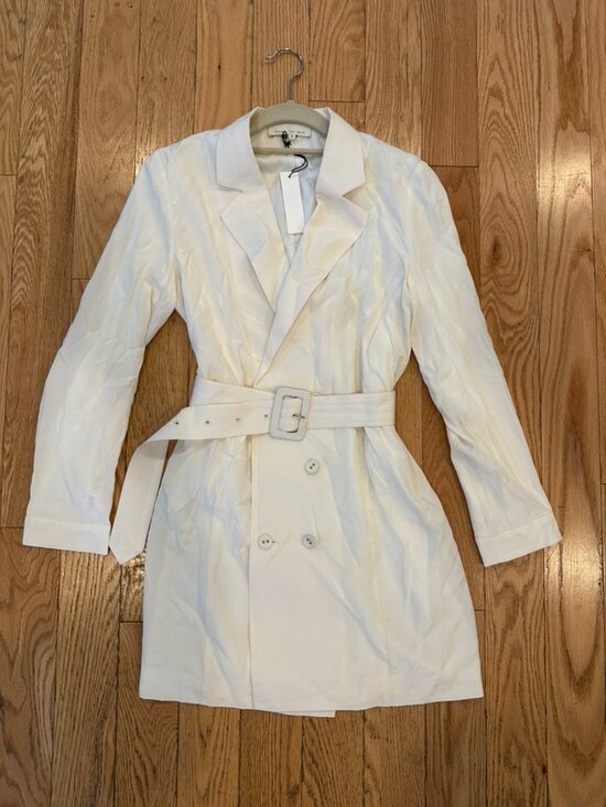 Fleur du Mal Jackets & Blazers - Fleur du Mal Ivory Belted Blazer Dress Size 2 NWT